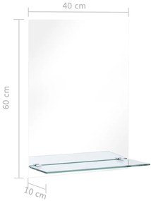 Oglinda de perete cu raft, 40 x 60 cm, sticla securizata 1, Dreptunghiular, 40 x 60 cm