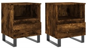 830647 vidaXL Noptiere, 2 buc., stejar fumuriu, 40x35x50 cm, lemn compozit