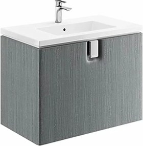 Dulap baza pentru lavoar suspendat cu sertar Kolo Twins 80 cm, gri argintiu