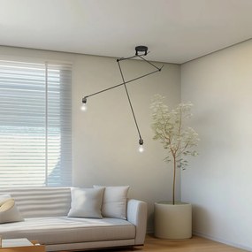 Lampă modernă cu pandantiv neagră fără abajur cu 2 lumini - Blitz