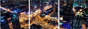 Tablou cu oraș nocturn (cu ceas) (90x30 cm)