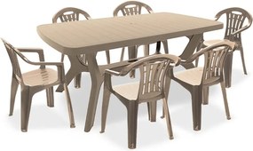 Set de mobilier de grădină Balorca 6+1 în culoarea cappuccino