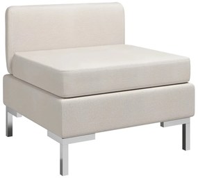 Canapea de mijloc modulara cu perna, crem, material textil Crem, canapea de mijloc