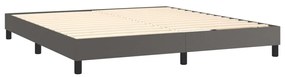 Pat box spring cu saltea, gri, 160x200 cm, piele ecologica Gri, 160 x 200 cm, Nasturi de tapiterie