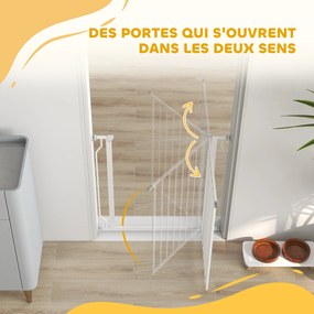 PawHut Barieră de siguranță pentru animal de companie reglabilă în lungime dim. 75-85L x 76H cm alb | Aosom Romania