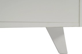 Comodă modernă cu spațiu de depozitare, alb lucios și aspect de lemn, 130x40x70 cm, Alb