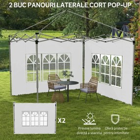 Outsunny Panouri Laterale pentru Foisor cu Fereastra pentru Foisor Pliabil de 3x3(m) sau 3x4m, 2 Bucati de Rezerva Laterale, Alb | Aosom Romania