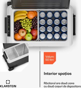 Klarstein PolarForce 50L răcitor cu compresor| Panou LCD, iluminat, off-road, protecție baterie, 12V/230V