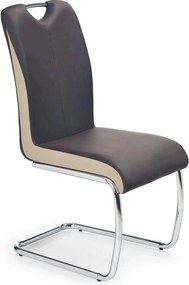 Scaun tapitat K184, maro inchis/crom, piele ecologica/metal, 43X55X94