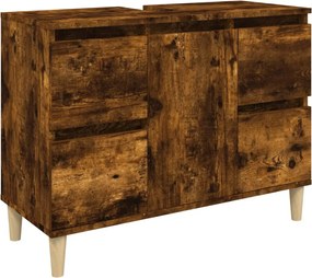 vidaXL Dulap de chiuvetă, stejar afumat, 80x33x60 cm, lemn prelucrat