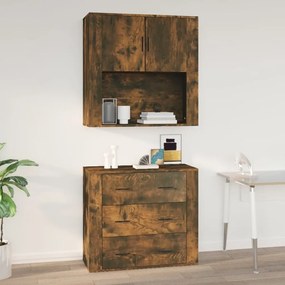 vidaXL Dulap de perete, stejar fumuriu, 80x33x80 cm, lemn prelucrat