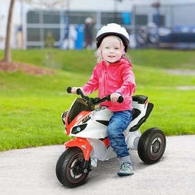 HOMCOM Tricicleta pentru Copii 1-3ani cu muzic， trei roti, far, fara pedale, din PP, metal, alb rosu