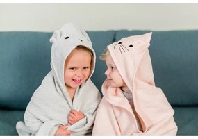 Prosop cu glugă pentru copii gri din bumbac 76x76 cm Rabbit – Kindsgut