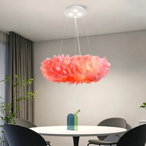 BRILAGI - Lustră LED pe cablu FEATHER 3xE27/40W/230V + 3xLED/3W diam. 50 cm roz