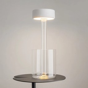 Lampa portabila cu baterii cu baza in forma de vaza AI design alb/ transparent