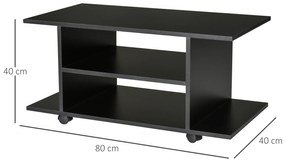 Mobilier Pentru Tv in Lemn cu Roti HOMCOM, Negru,40x40x80cm| Aosom RO | Aosom Romania