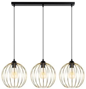 Lustră pe cablu MATT 3xE27/60W/230V neagră/aurie