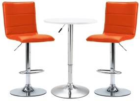 279636 vidaXL Set mobilier de bar, 3 piese, alb, piele ecologică