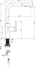 MOMI Baterie Bucătărie cu Pipă Extractibilă – Titan (BKM_D73M)