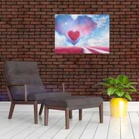 Tablou - Copac de inimă roz (70x50 cm)