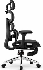VERTEX PRO – Scaun Ergonomic, Tetieră 4D, Spătar Reglabil pe Înălțime 5 Trepte, Suport Lombar Multipunct, Cotiere 3D, Șezut Mesh Translatabil 5 cm, Recliner 135°, Suport Picioare, Negru