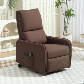 HOMCOM Fotoliu Electric de Relaxare cu Telecomandă, Suport pentru Picioare și Buzunar Lateral, 62x86,5x98 cm, Maro Închis | Aosom Romania