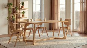 MAZZONI EXPORT AURA Stejar Natural - SCAUN DIN LEMN PENTRU LIVING SUFRAGERIE BUCĂTĂRIE MODERN NORDIC