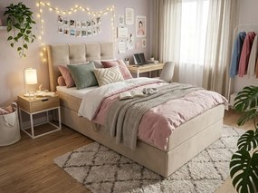 Pat tapiTat boxspring DIRELIS TRINITY 90x200 cm bej Saltea: Saltea cu arcuri Bonell