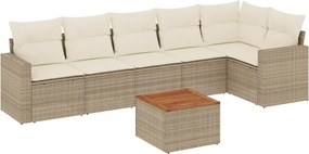 vidaXL Set canapele de grădină, 7 piese, cu perne, bej, poliratan