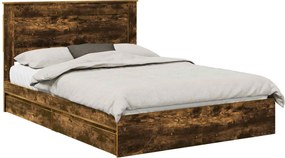 vidaXL Pat cu storage Stejar fumuriu 160 x 200 cm Lemn compozit