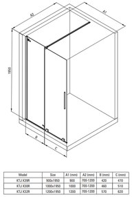 Set paravan dus walk-in cu usa glisanta, 100x195 cm, crom lucios, Deante Prizma, cu para dus, bara, furtun si baterie crom