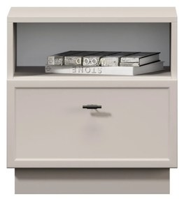 Noptieră Lorini 45 cm cu sertar - cașmir / mâner negru T-bar