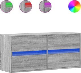vidaXL Comodă TV de perete cu lumini LED, gri sonoma, 100x31x45 cm