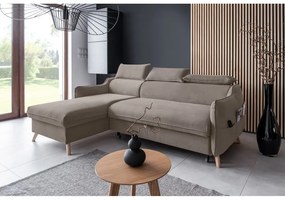 Colțar maro deschis extensibil cu tapițerie din catifea (cu colț pe partea stângă ) Sweet Harmony – Miuform