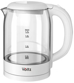 Cana electrica din sticla Oliver Voltz OV51230X, 2200W, 1.7 L, Incalzitor ascuns, Indicator luminos, Baza 360°, Alb