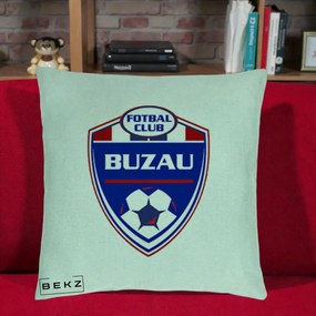 Perna Personalizata FC Buzau Fotbal, 40x40 cm, Verde Menta, Husa Detasabila, Perna Inclusa, BEKZ®