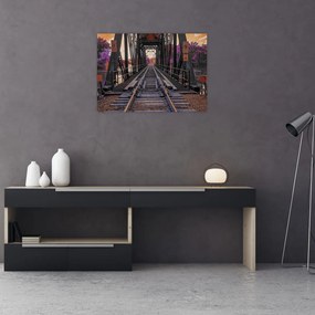 Tablou pe sticlă cu pod de cale ferată (70x50 cm)