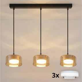 Brilagi - LED Lustră suspendată pe cablu AURA LUX 3xGX53/30W/230V negru/auriu
