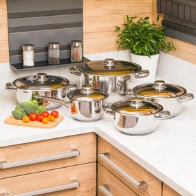 Set oale inox cu capac inox 4Home Destiny, 10 piese