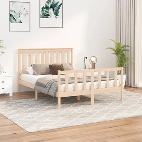 3188206 vidaXL Cadru de pat cu tăblie, 140x200 cm, lemn masiv de pin