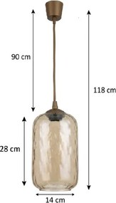 Brilagi - LED Pendul pe cablu R GLASS 1xE27/60W/230V Ø 14 cm maro/maro fumuriu