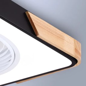 Brilagi LED lampă cu ventilator, 30W, 230V, 3000-6500K, negru/stejar + DO