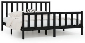 3106857 vidaXL Cadru de pat, negru, 200x200 cm, lemn masiv