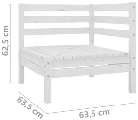 Set mobilier de gradina, 3 piese, alb, lemn masiv de pin Alb, 1
