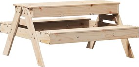 vidaXL Masă de picnic cu groapă de nisip pentru copii, lemn masiv pin