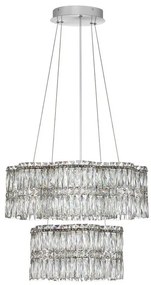 Lustra suspendata LED crom, cristale sticla NUVIA 60cm