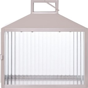 Lanternă decorativă Lucca, metal/vidră, bej/gri