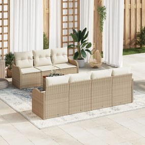 Set de canapea de grădină vidaXL 8 piese cu perne bej ratan poli acacia