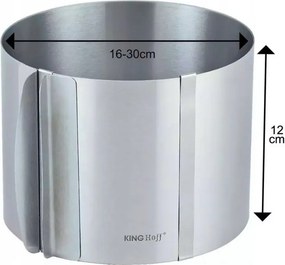 Forma reglabila pentru torturi Kinghoff KH 1792, 16-30 cm, Otel inoxidabil, Argintiu