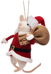 Ornament de Crăciun din material textil Santa Mouse – Sass &amp; Belle